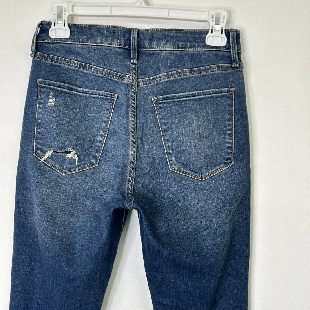 Abercrombie Fitch Super‎ Skinny High Rise Jeans Womens Size 27 Chewed Hem